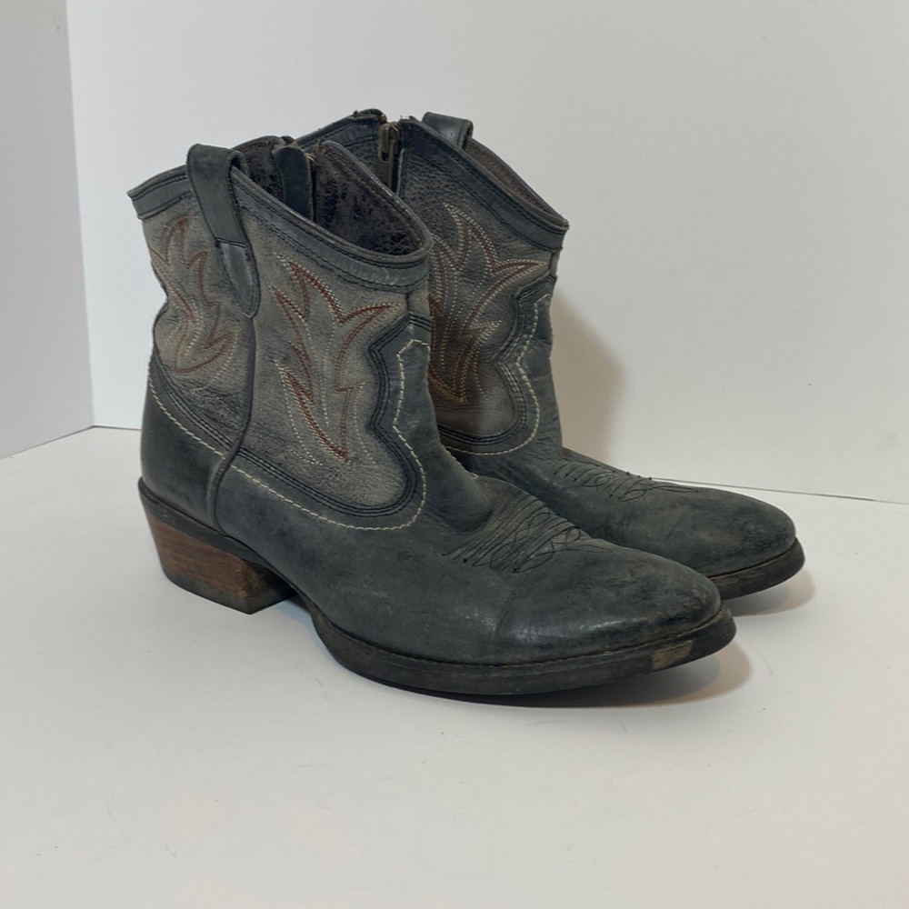 Ariat Low Zip Cowboy Boots Booties Gray Blue Women's 8.5 B Style # 10007965